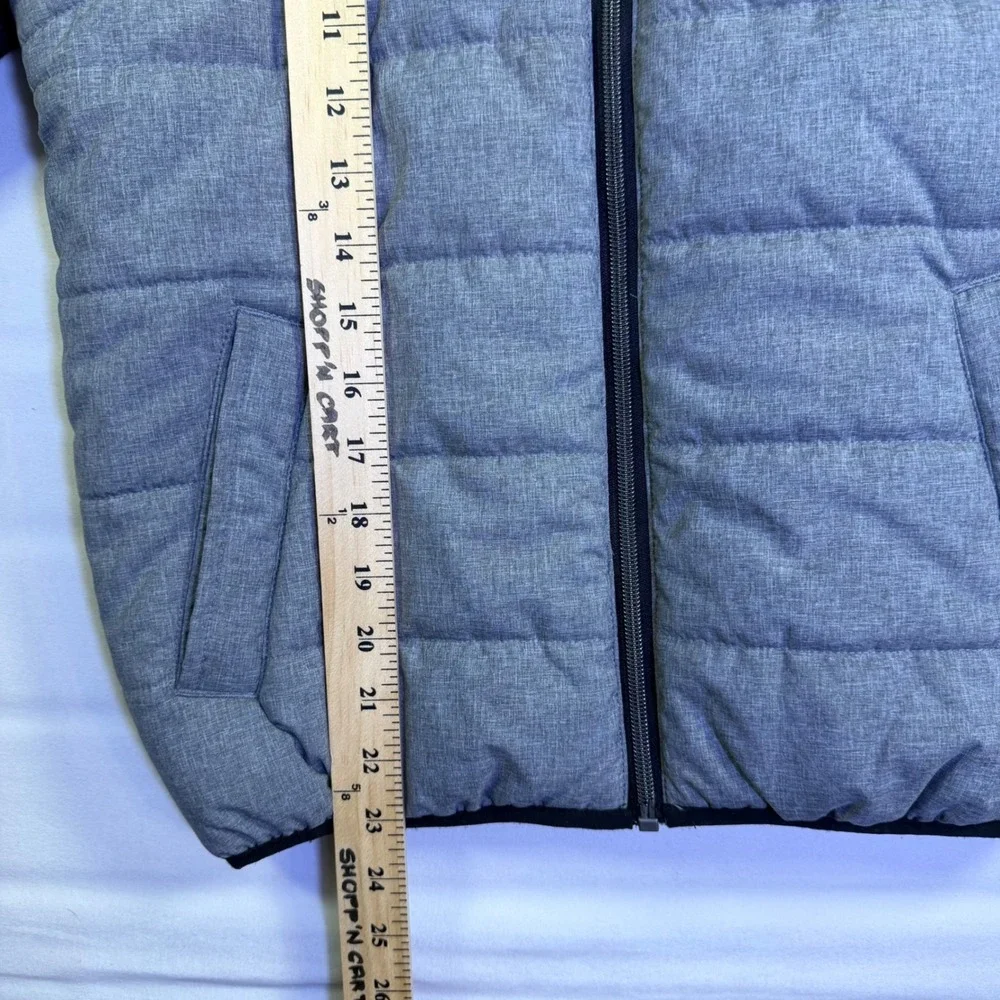 Timberland Kids Unisex Gray Black Puffer Hybrid Hooded Jacket Size M 10/12